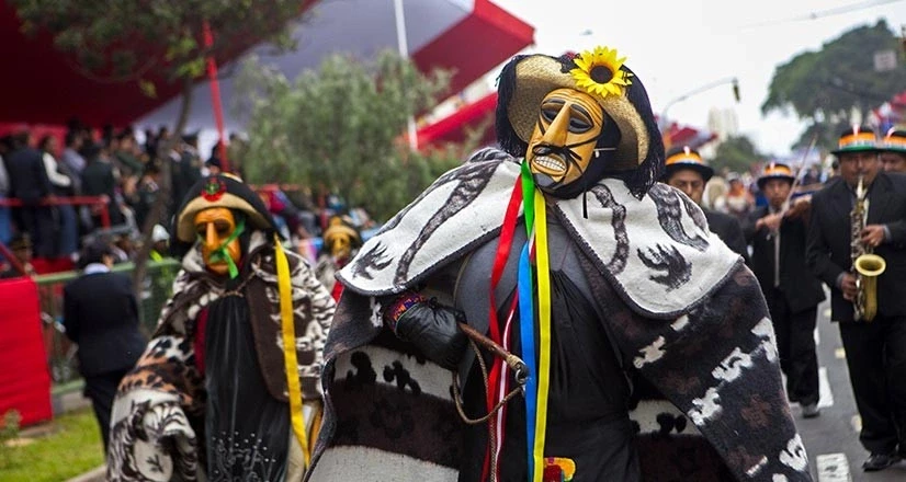 Huaconada in parade. Credit: Marco Garro / PromPerú