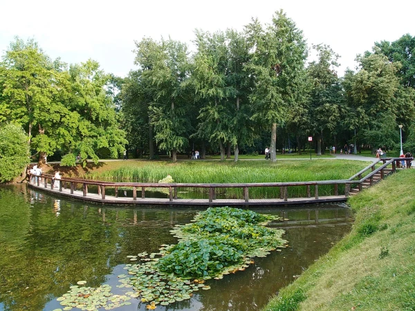 днем на этом пруду можно любоваться  водяными лилиями, но и вечером приятно на мостике постоять