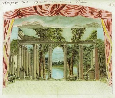 А.Ф.Ламбер (?). Копия декорации П.Гонзага «Ночь». 1820-е гг.