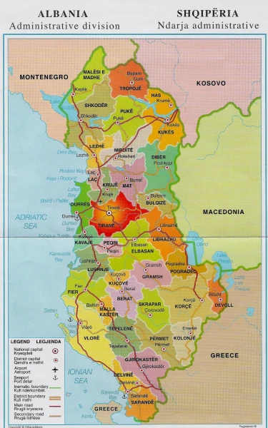 Административная карта Албании