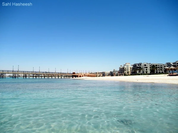 Пляж отеля Dessole Pyramisa Beach Resort Sahl Hasheesh 5*, а дальше - пирс
