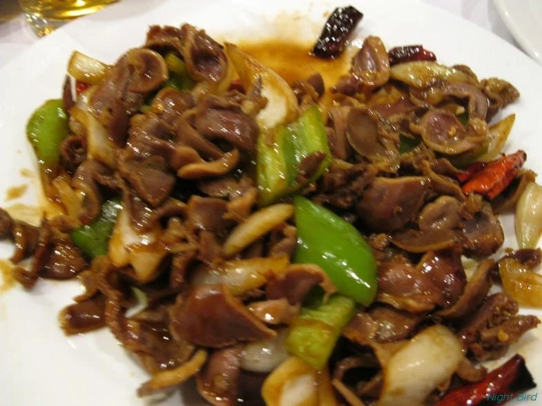 Куриные желудки. Очень острые.