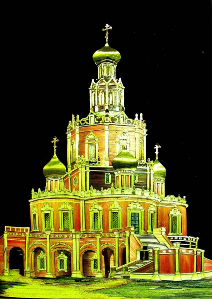 Храм в Филях. Картина из соломы