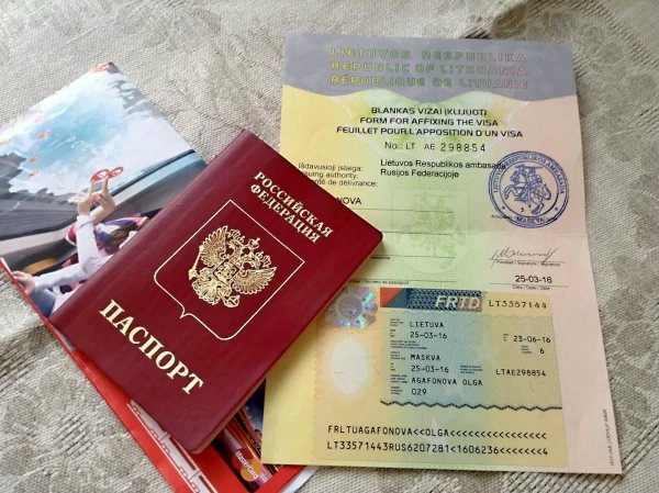 Мои проездные документы, в том числе транзитная литовская виза.