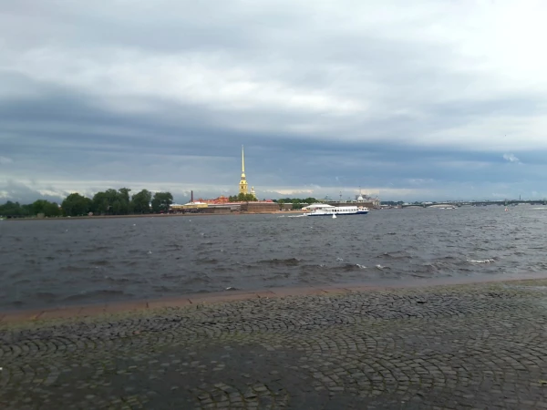 Вид на Петропавловку от стрелки Васильевского острова
