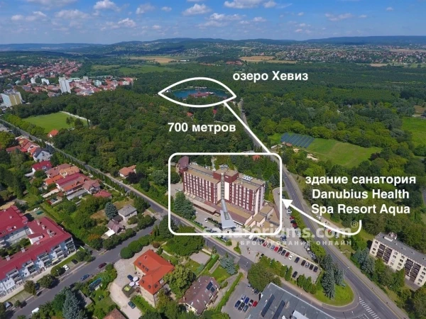 Расположение в Хевизе отеля Danubius Health Spa Resort Aqua 4*.