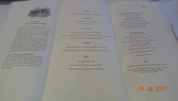 Ristorante Albatros, ужин: сегодня кухня Сардинии...