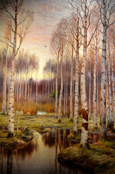 В Центре Искусств на ул. Волхонке. Бергольц Р.А. "Весна. Берёзы", 1910 год