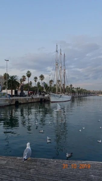 Парусная яхта Санта Евлалия (Pailebot Santa Eulalia) - фрагмент Морского музея Барселоны...