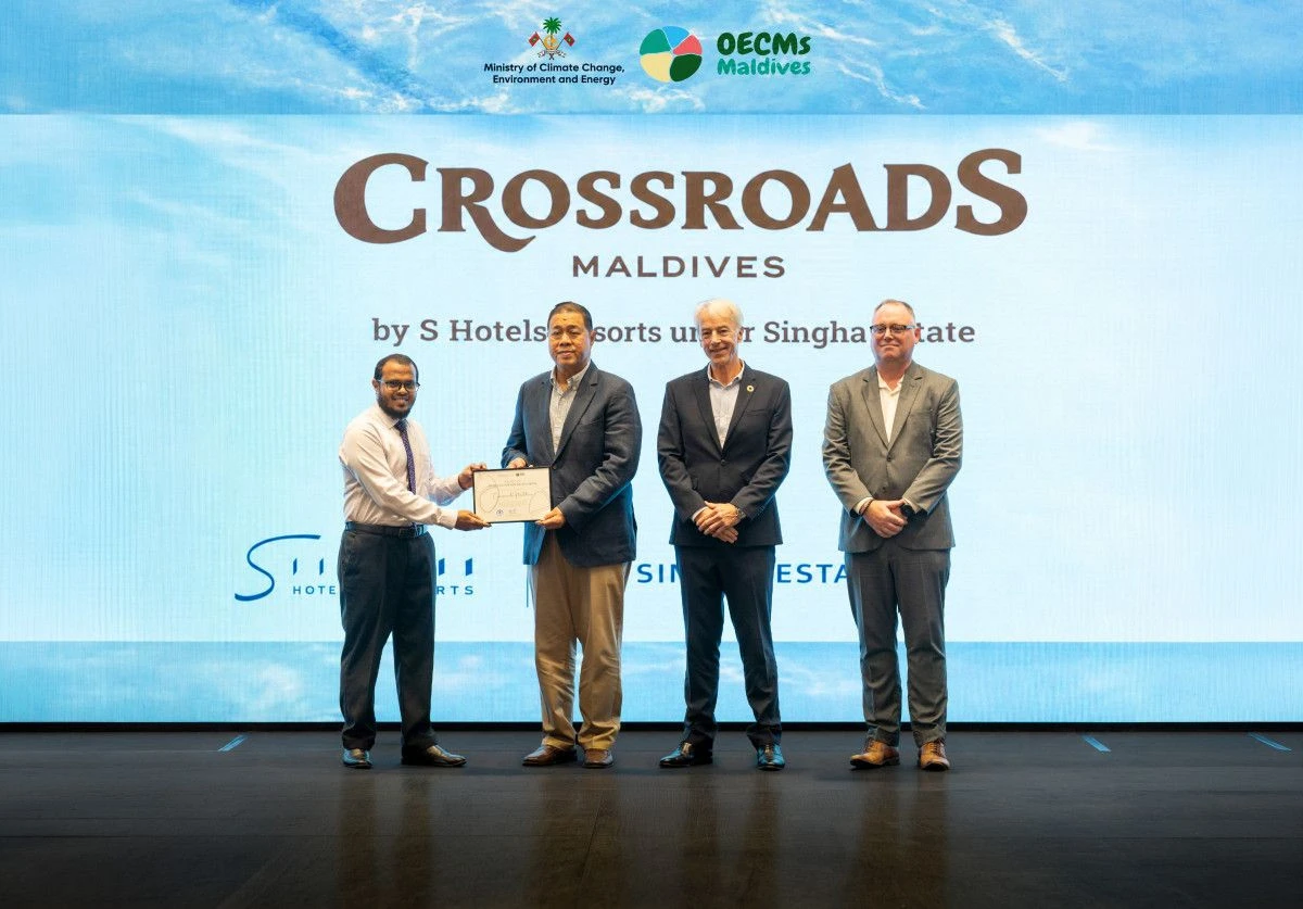 Курорт CROSSROADS Maldives получил официальный статус OECM, подтвердив приверженность Singha Estate и S Hotels &amp; Resorts сохранению морской среды